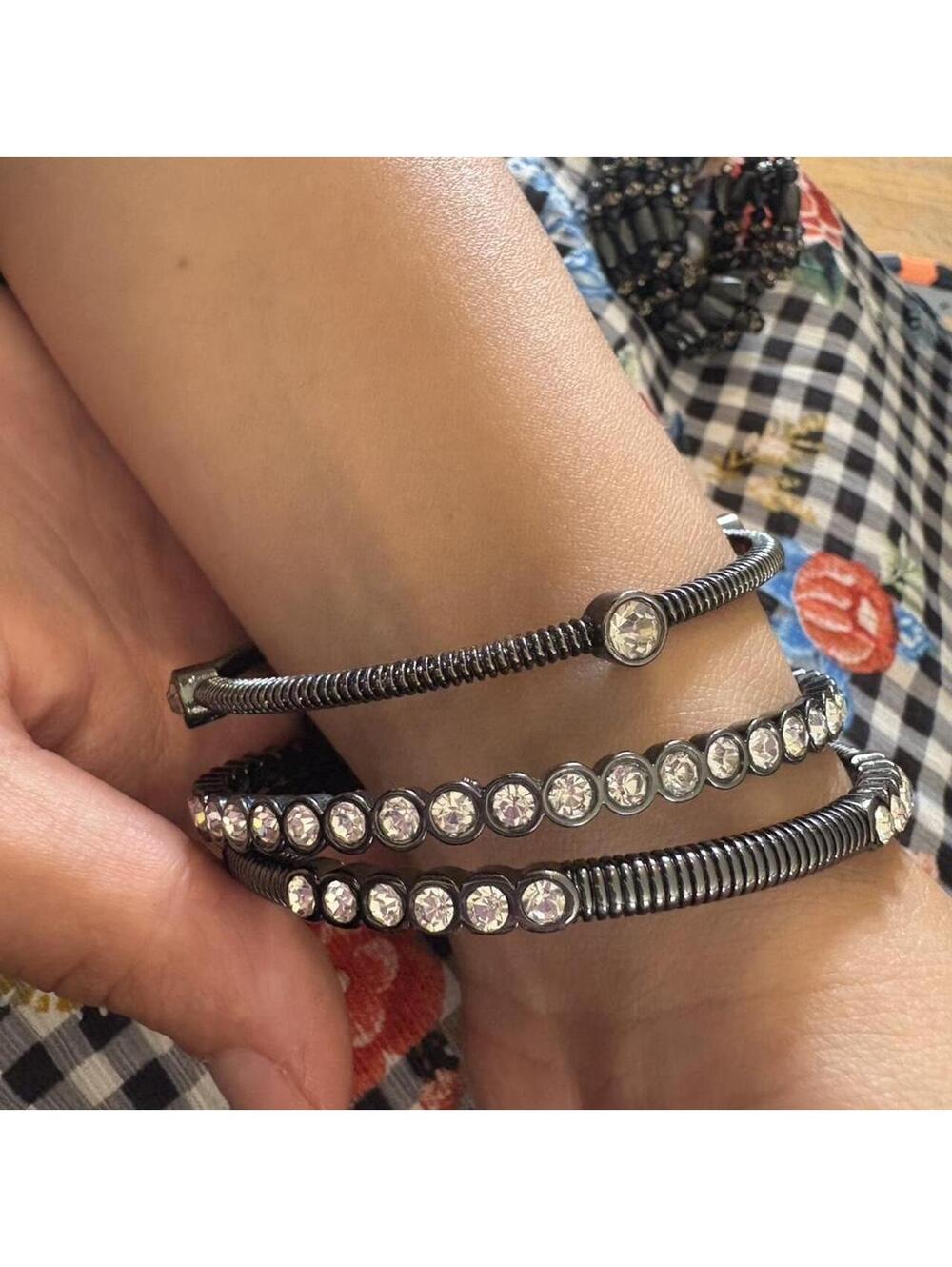 5-RJ Graziano CN black and silver rhinestone wrap bracelet #bling #jewelry